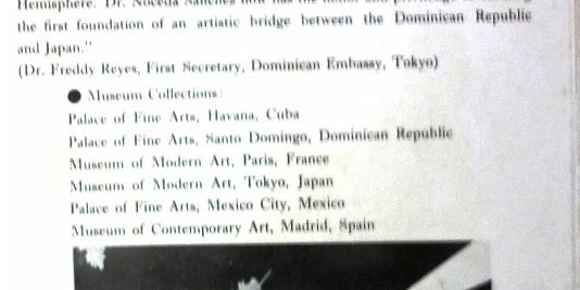 Noceda An eight page catalogue for the exhibition of paintings done by the artist in Tokyo, Japan dated June 1964. Dimension is 5 by 8 inches. Catálogo de ocho páginas...