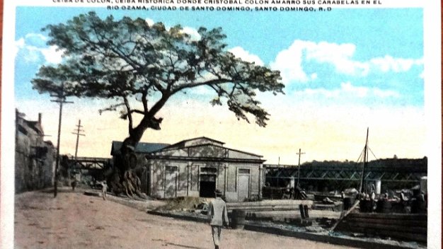 La Ceiba Color post card with the tree called La Ceiba de Colon being the tree where he tied his ships. Dimension is 3.5 by 6...