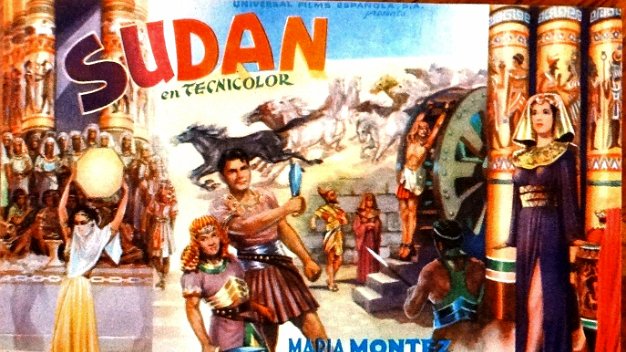 Sudan en Tecnicolor In english Original small poster for the hit movie Sudan shown today in Cine Mari at 14 November 1946. Paper dimension...