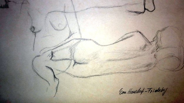 Desnuda Cinco Sketch on paper with three nude women. Paper dimensions are varied in size. Signed and not dated. No frame. Boceto sobre...