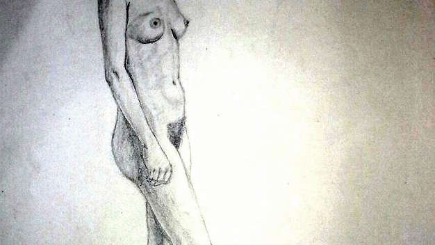 Desnuda Delado Sketch on paper with a sideway nude women. Paper dimensions are varied in size. Not signed and dated. No frame. Boceto...