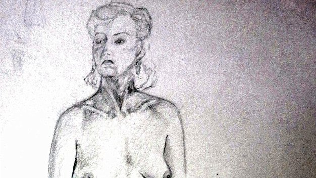 Desnuda Vieja Sketch on paper with another seated nude women. Paper dimensions are varied in size. Not signed and dated. No frame....