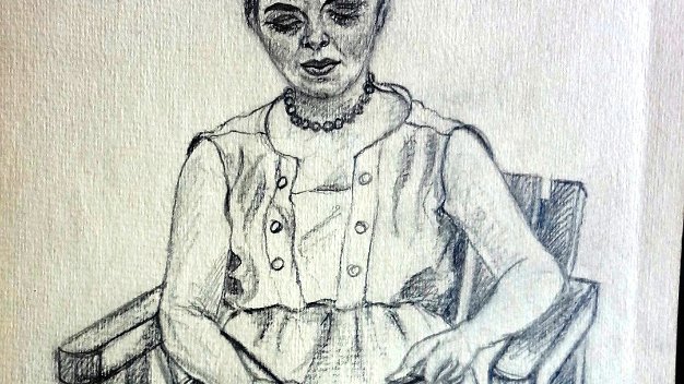 Mujer Excellent charcoal sketch portrait painting of a sitting women. Paper dimension is 12 by 20 inches. Not signed and dated...