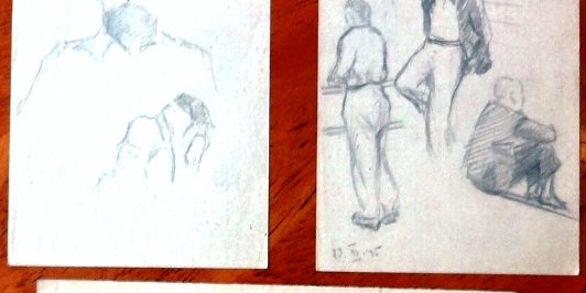 Georgia Excellent charcoals sketch paintings on paper with different topics. Paper dimensions are varied in size. Not signed and some are dated. Excelentes bocetos al...