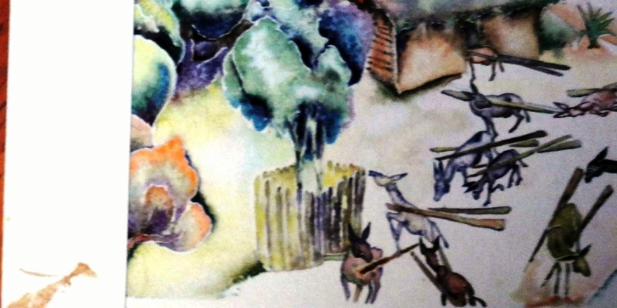 Don Juan Excellent watercolor reproduction on paper with a tropical rural scene. Paper dimension is 12.50 by 16 inches. Signed and dated 1927 in the lower right side. No...