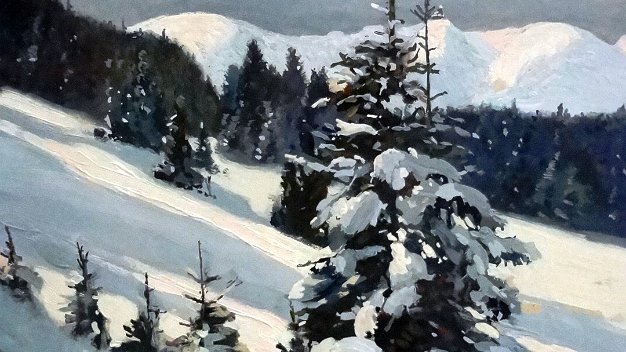 Montaña Nieve In english From an Estate Sale held in Berlin, Germany we have an excellent gouache on paper painting with a winter...