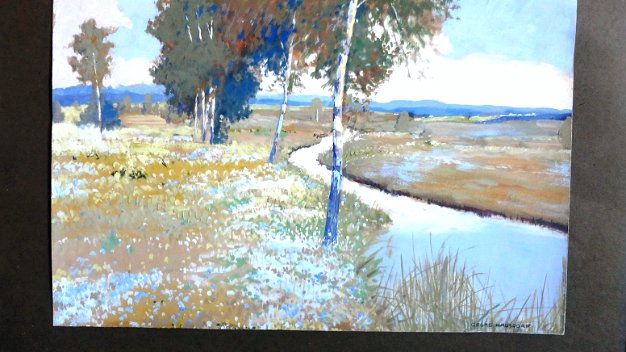 Rio Arboles In english From an Estate Sale in Berlin Germany we are offering this exceptional gouache on paper landscape painting in...