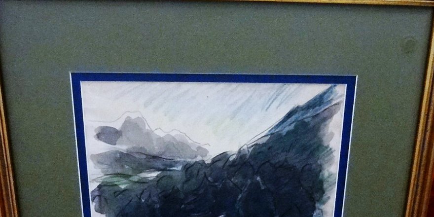 Gausachs Excellent abstract landscape watercolor on paper. Paper dimension is 10 by 12 inches. Signed in the lower right side. The pictures were taken from behind a...